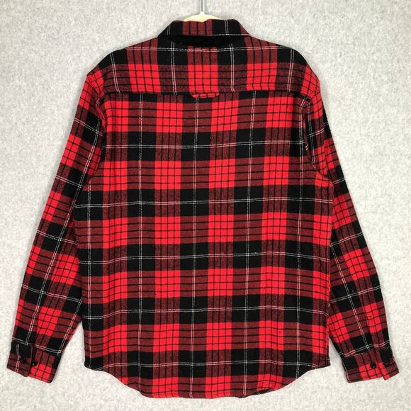 Rainforest‎ Flannel Shirt Mens Small Red Black Plaid Cotton Brushed Heavyweight - Picture 4 of 11